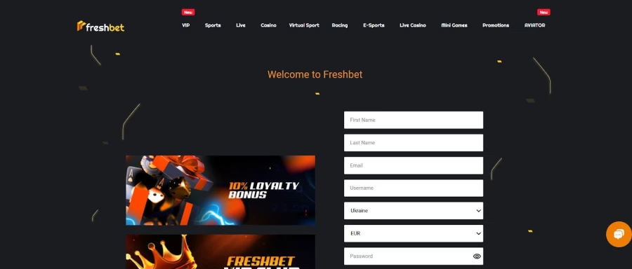 FreshBet bonus promotion interface